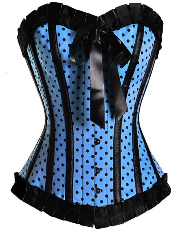 Blue Shiny Black-dotted Corset